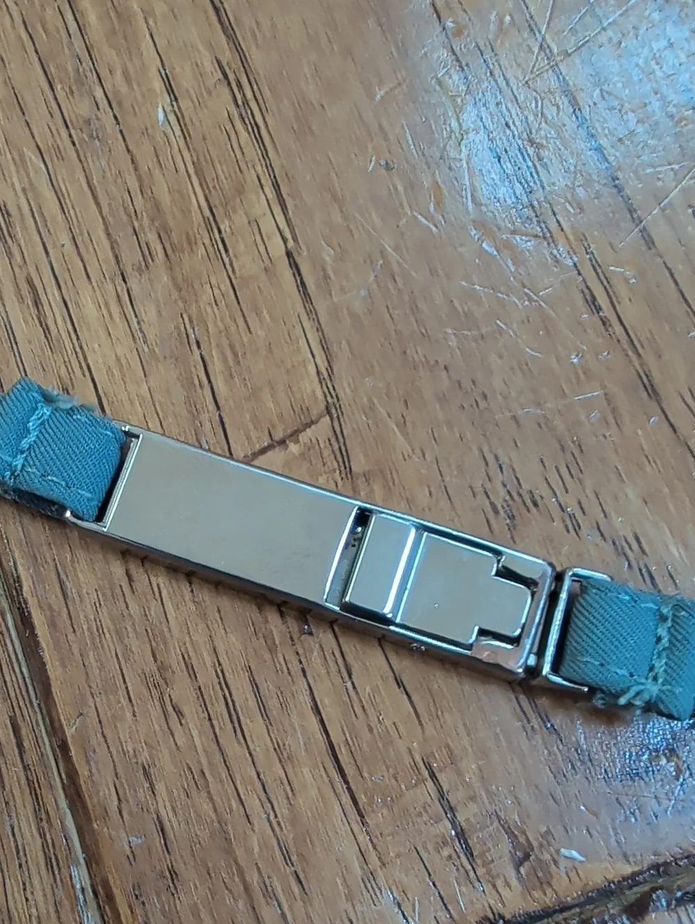 Moschino Gray Fabric Belt with Silver Tone Snap Logo Plate